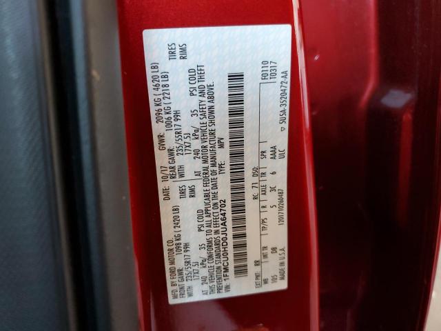 2018 FORD ESCAPE SEL 1FMCU0HD0JUA64702