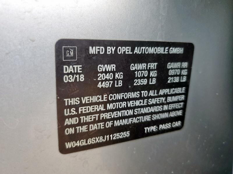 2018 BUICK REGAL PREF W04GL6SX8J1125255
