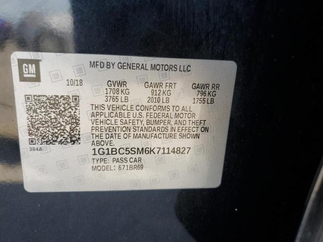 2019 CHEVROLET CRUZE LS 1G1BC5SM6K7114827