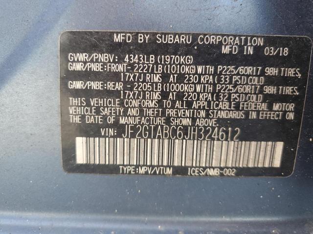 2018 SUBARU CROSSTREK PREMIUM JF2GTABC6JH324612