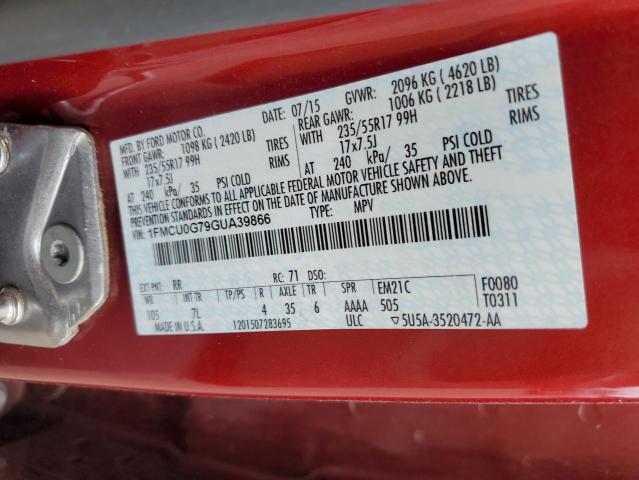 2016 FORD ESCAPE SE 1FMCU0G79GUA39866
