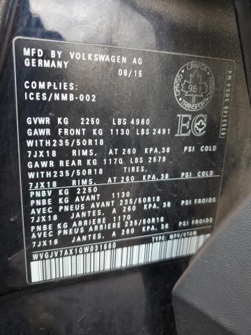 2016 VOLKSWAGEN TIGUAN COM WVGJV7AX1GW031660