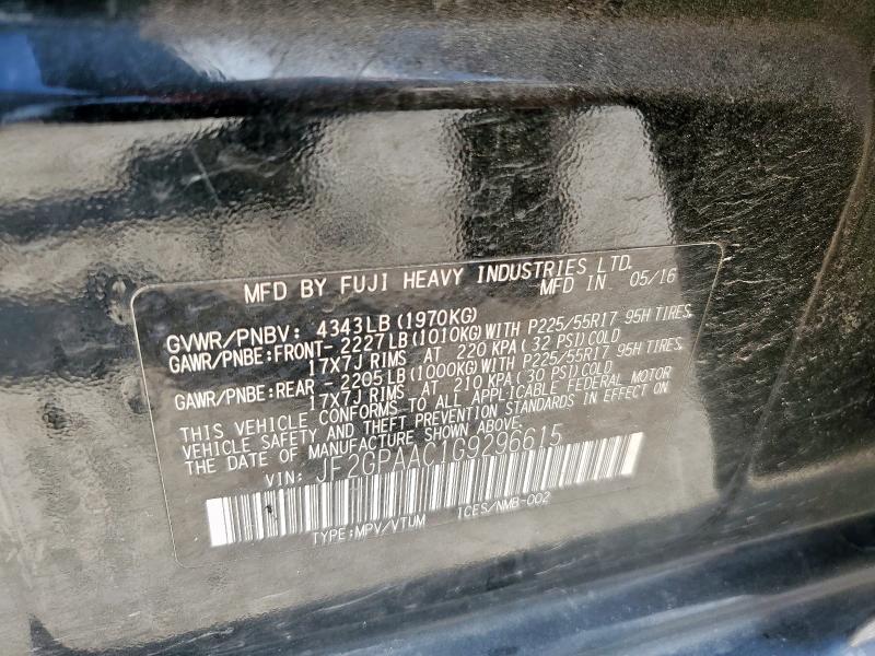 2016 SUBARU CROSSTREK - JF2GPAAC1G9296615