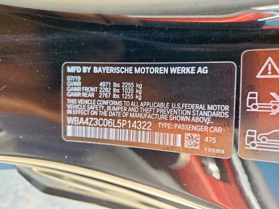 2020 BMW 430XI WBA4Z3C06L5P14322
