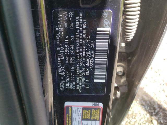 2022 HYUNDAI ELANTRA SEL KMHLM4AG0NU312254