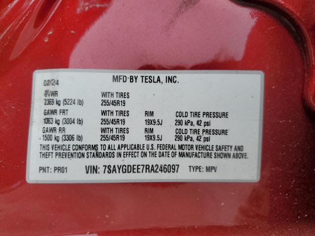 2024 TESLA MODEL Y 7SAYGDEE7RA246097