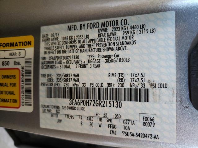 2016 FORD FUSION SE - 3FA6P0H72GR215130