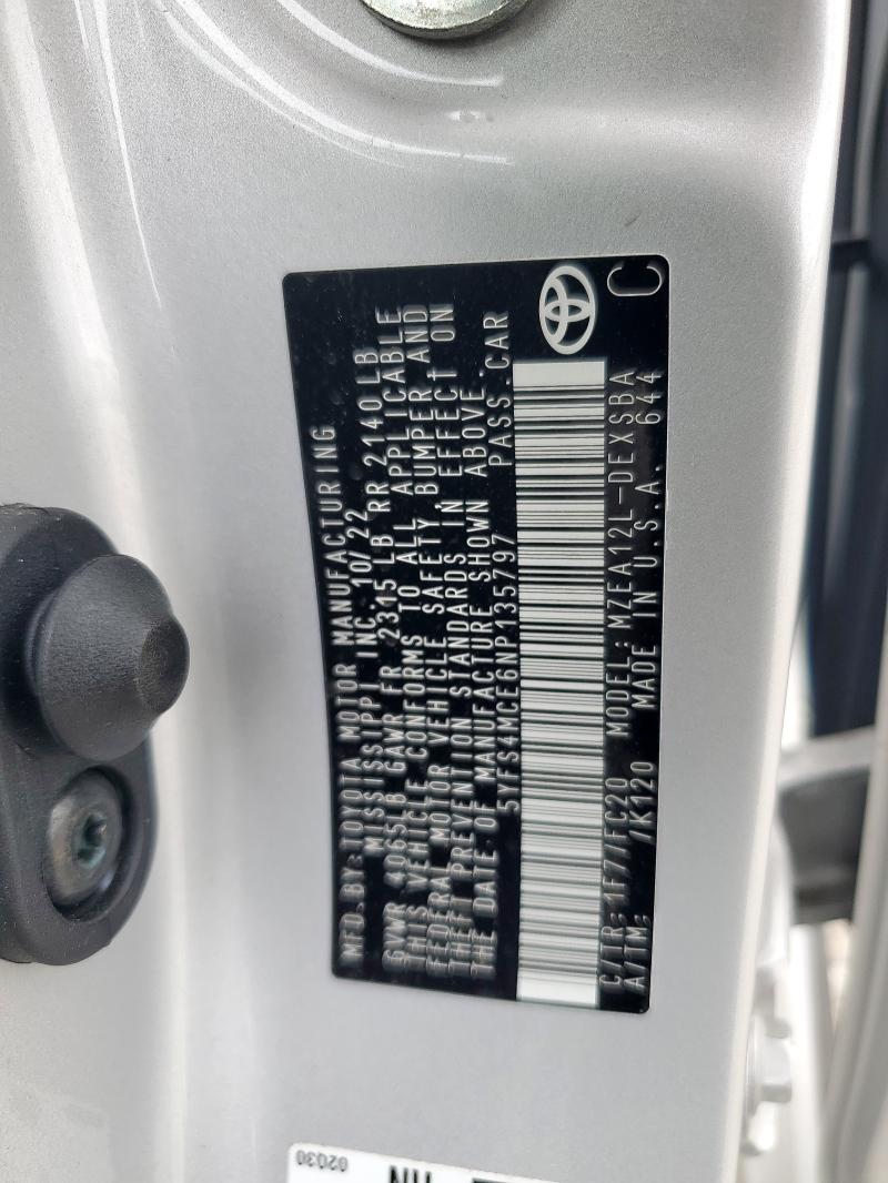 2022 TOYOTA COROLLA SE - 5YFS4MCE6NP135797