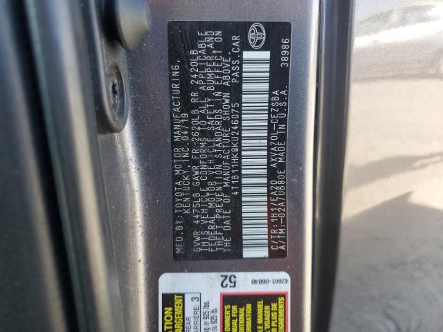 2019 TOYOTA CAMRY L - 4T1B11HK8KU246075