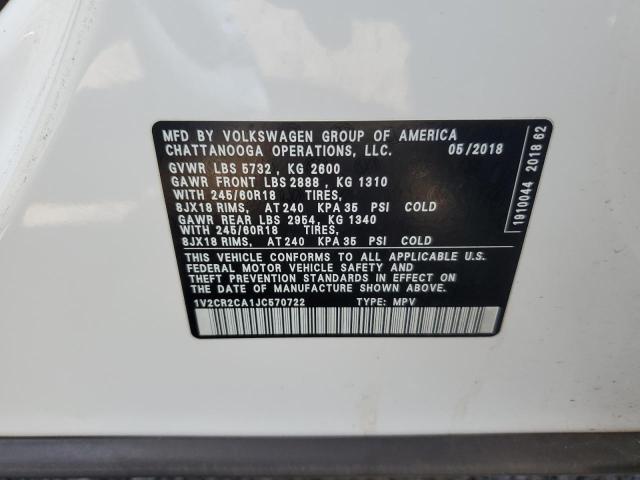 2018 VOLKSWAGEN ATLAS SE 1V2CR2CA1JC570722
