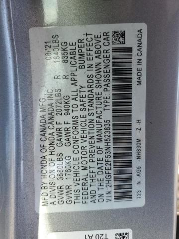 2022 HONDA CIVIC SPOR - 2HGFE2F53NH523835