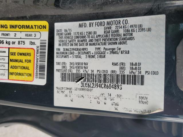 2016 LINCOLN MKZ 3LN6L2J94GR604893