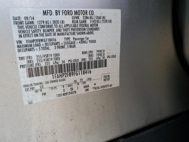 2015 FORD TAURUS LIM 1FAHP2F89FG118416