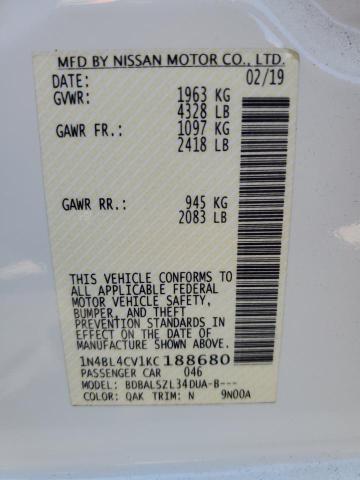2019 NISSAN ALTIMA SR 1N4BL4CV1KC188680