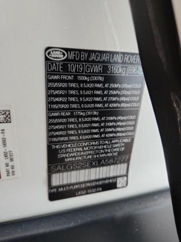 2020 LAND ROVER RANGE ROVE SALGS2SEXLA587277
