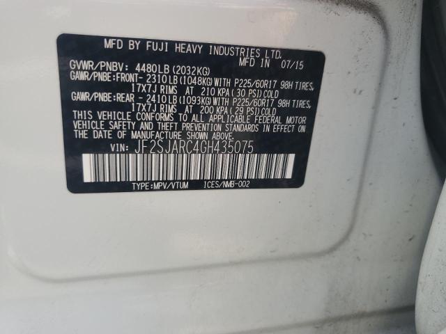 2016 SUBARU FORESTER 2 JF2SJARC4GH435075