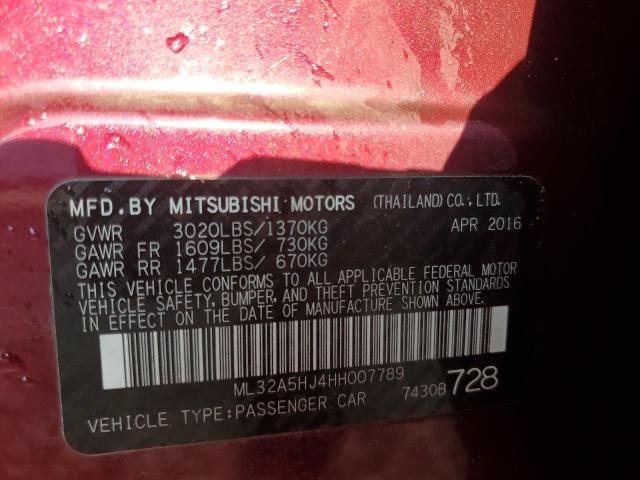 2017 MITSUBISHI MIRAGE GT ML32A5HJ4HH007789