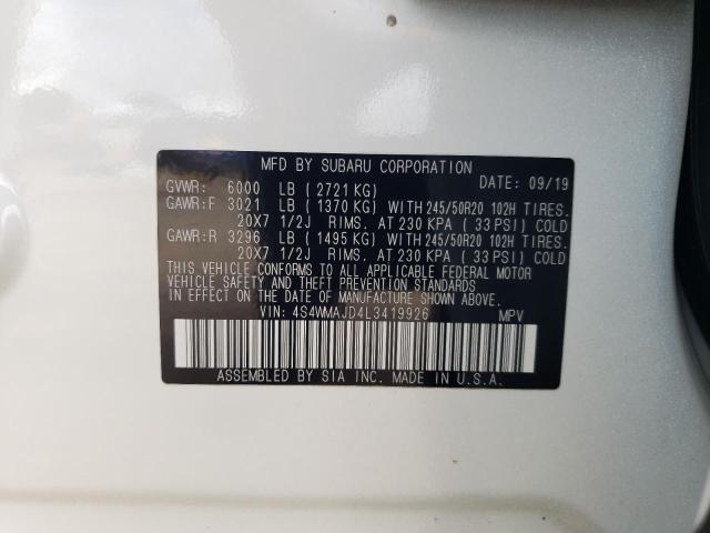 2020 SUBARU ASCENT LIMITED 4S4WMAJD4L3419926