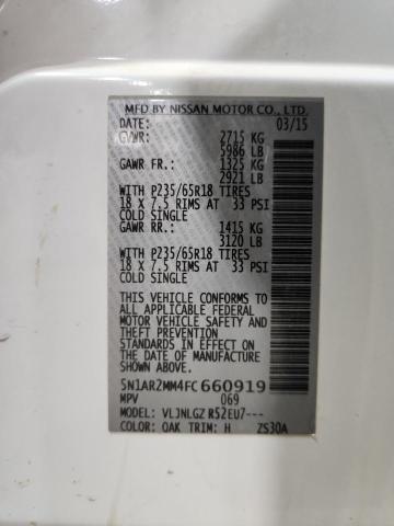 2015 NISSAN PATHFINDER 5N1AR2MM4FC660919