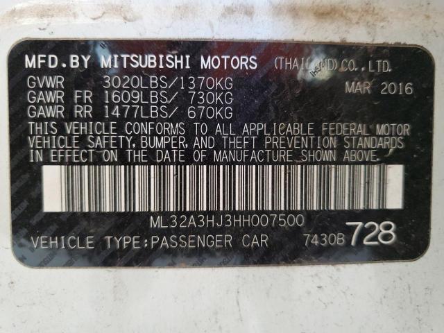 2017 MITSUBISHI MIRAGE ES ML32A3HJ3HH007500