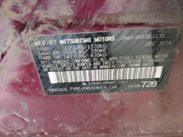 2017 MITSUBISHI MIRAGE ES ML32A3HJ9HH017951