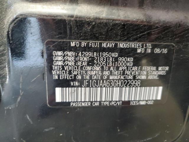 2016 SUBARU IMPREZA JF1GJAA63GH022998