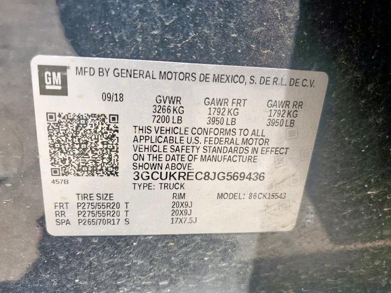 2018 CHEVROLET SILVERADO - 3GCUKREC8JG569436