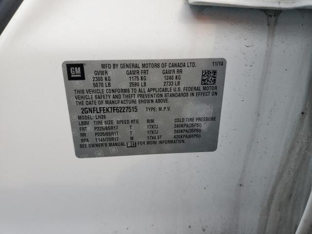 2015 CHEVROLET EQUINOX LT 2GNFLFEK7F6227515