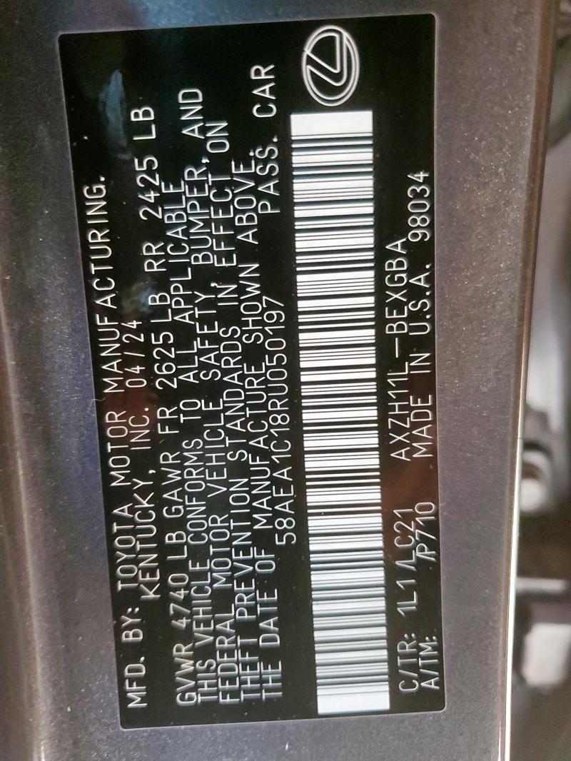 2024 LEXUS ES 300H BA 58AEA1C18RU050197