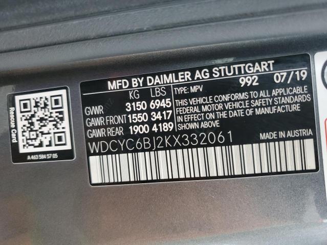 2019 MERCEDES-BENZ G 550 WDCYC6BJ2KX332061