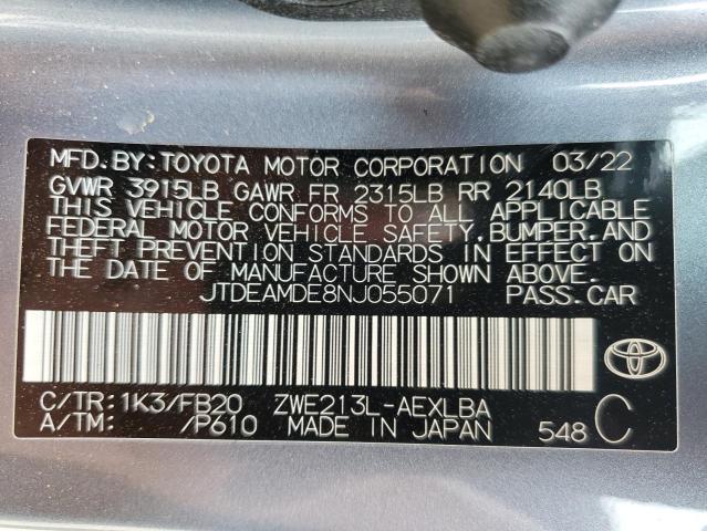 2022 TOYOTA COROLLA LE JTDEAMDE8NJ055071