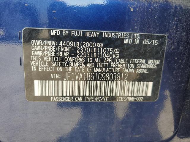 2016 SUBARU WRX JF1VA1B61G9803812