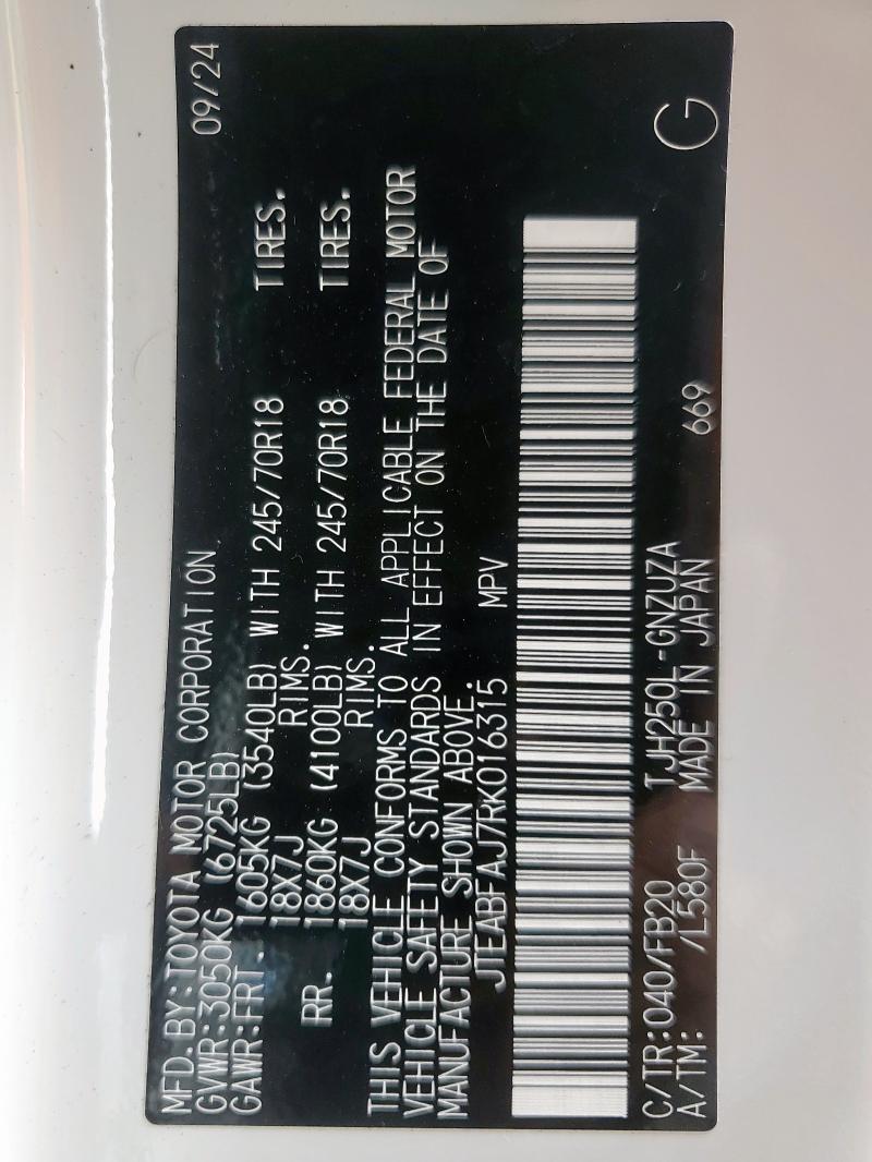2024 TOYOTA LAND CRUIS - JTEABFAJ7RK016315