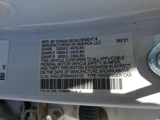 2021 HONDA ACCORD TOURING - 1HGCV2F99MA024153