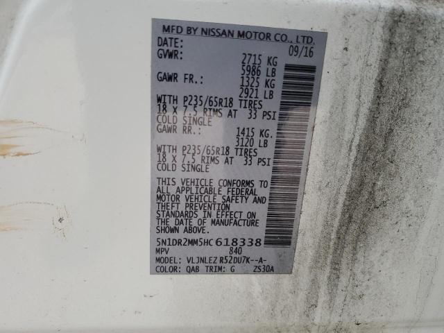 2017 NISSAN PATHFINDER 5N1DR2MM5HC618338