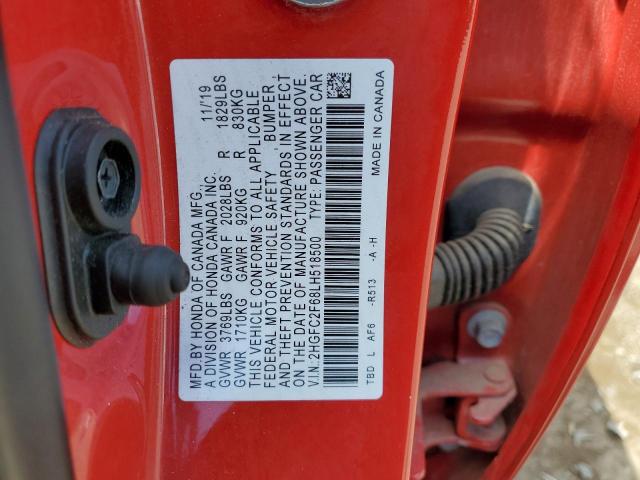 2020 HONDA CIVIC LX 2HGFC2F68LH518500