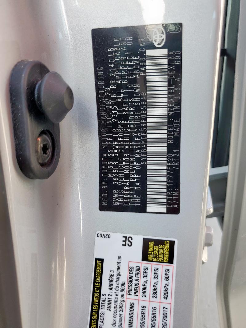2024 TOYOTA COROLLA LE 5YFB4MDE5RP085849