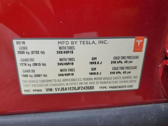 2018 TESLA MODEL S 5YJSA1E26JF243580