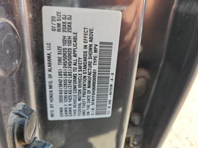 2021 HONDA PILOT ELIT 5FNYF6H06MB009561