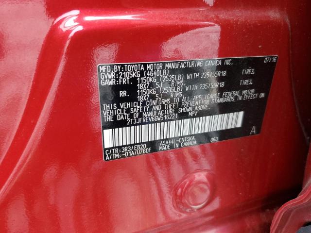 2016 TOYOTA RAV4 SE 2T3JFREV6GW516221