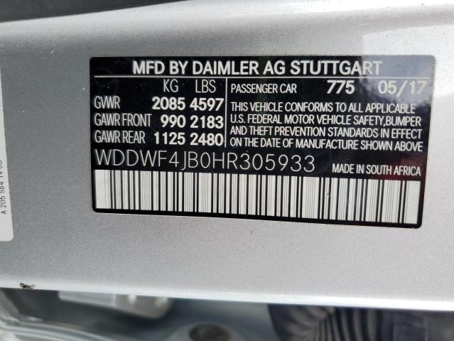 2017 MERCEDES-BENZ C 300 WDDWF4JB0HR305933