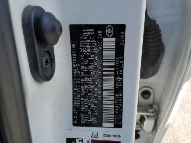 2016 TOYOTA CAMRY LE 4T1BF1FK7GU139322