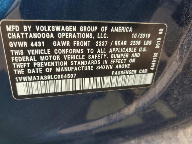 2020 VOLKSWAGEN PASSAT R-LINE 1VWMA7A38LC004507