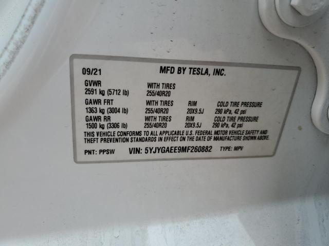 2021 TESLA MODEL Y 5YJYGAEE9MF260882