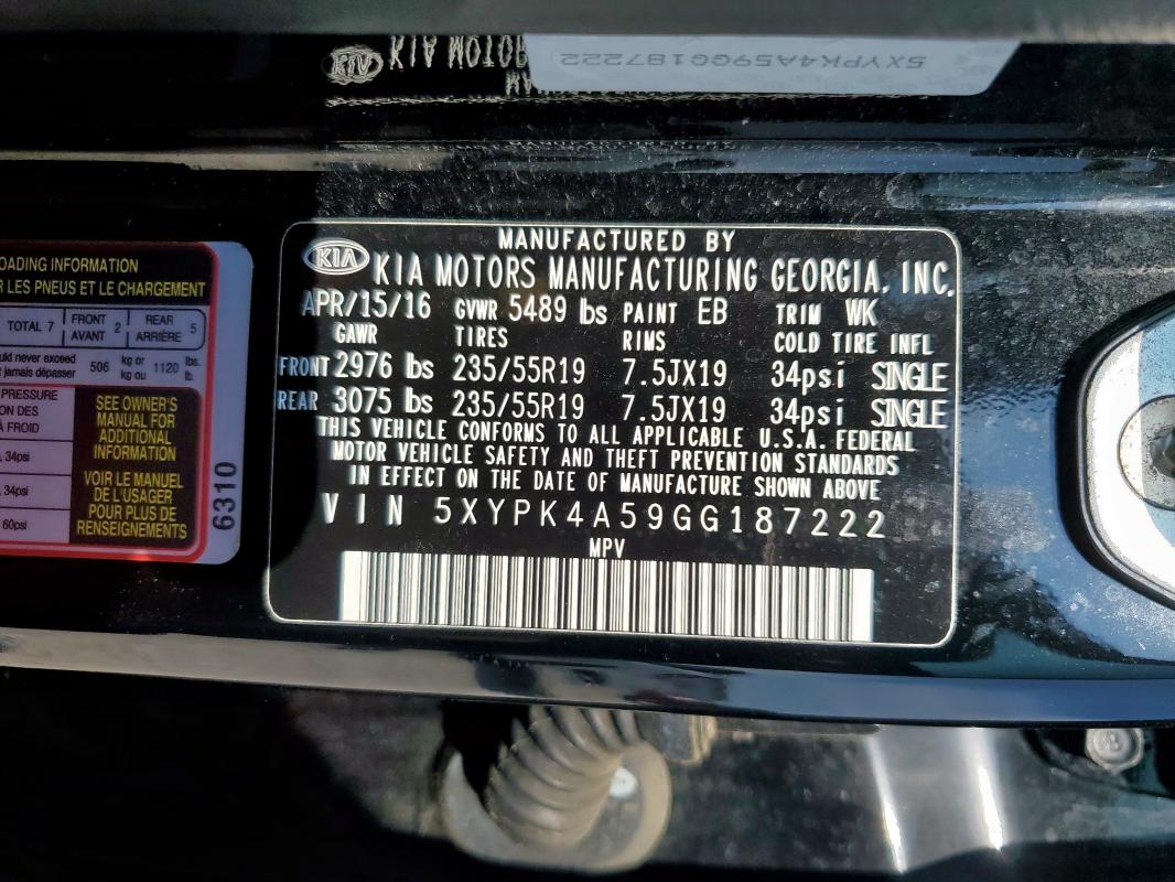 2016 KIA SORENTO SX - 5XYPK4A59GG187222