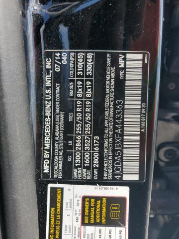 2015 MERCEDES-BENZ ML 350 4JGDA5JBXFA443363