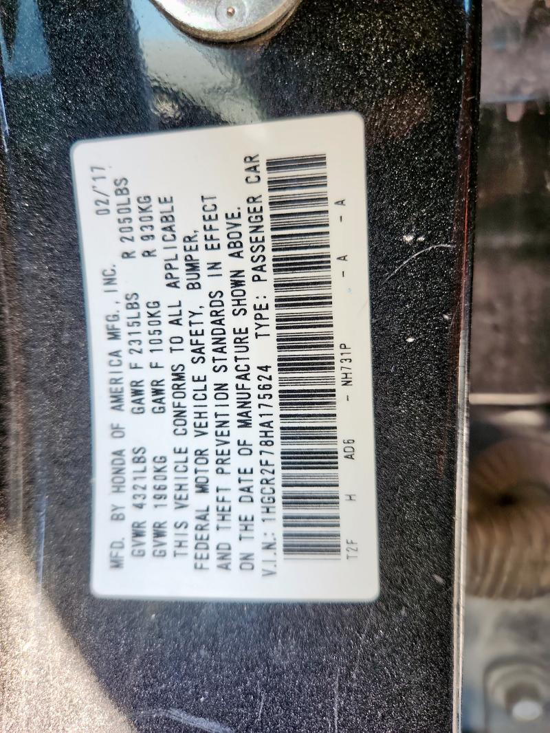 2017 HONDA ACCORD EX 1HGCR2F78HA175624