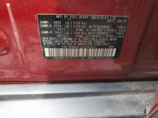 2016 SUBARU OUTBACK 2. 4S4BSALC0G3221455