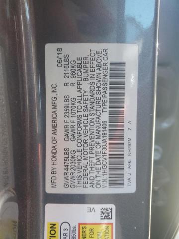 2018 HONDA ACCORD SPO 1HGCV1F30JA191406
