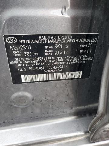 2018 HYUNDAI ELANTRA SEL 5NPD84LF2JH369433